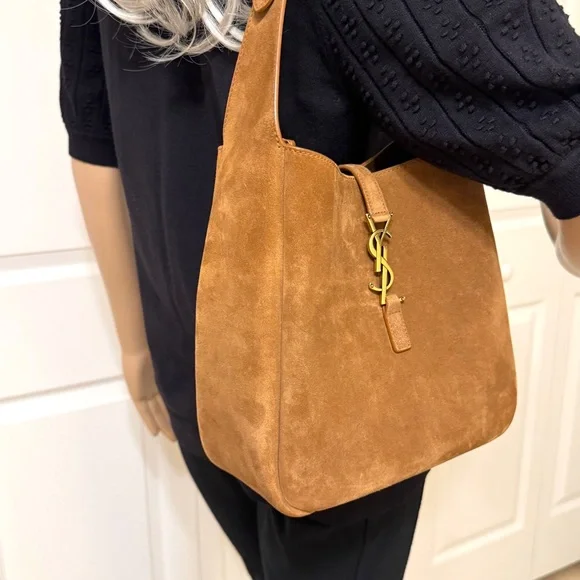 YSL Yves Saint Laurent 5 A 7 Brown Suede Supple Shoulder Hobo Bag - Picture 2 of 16
